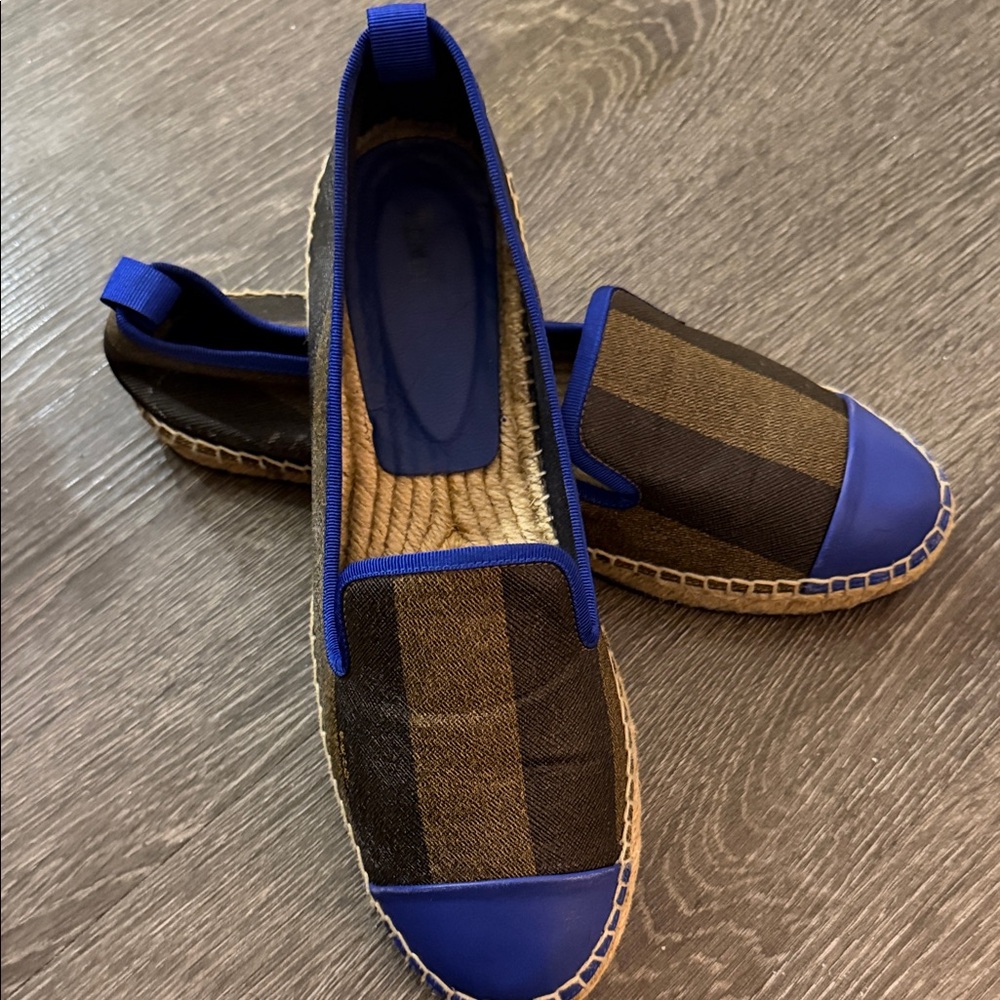 Fendi Blue and Brown Espadrilles